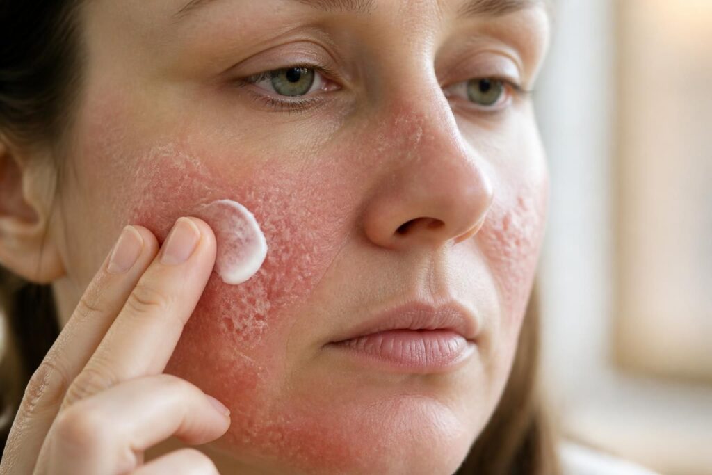 découvrez comment soigner le psoriasis sur le visage en douceur, pour éliminer les plaques tout en protégeant une peau fragile et sensible.